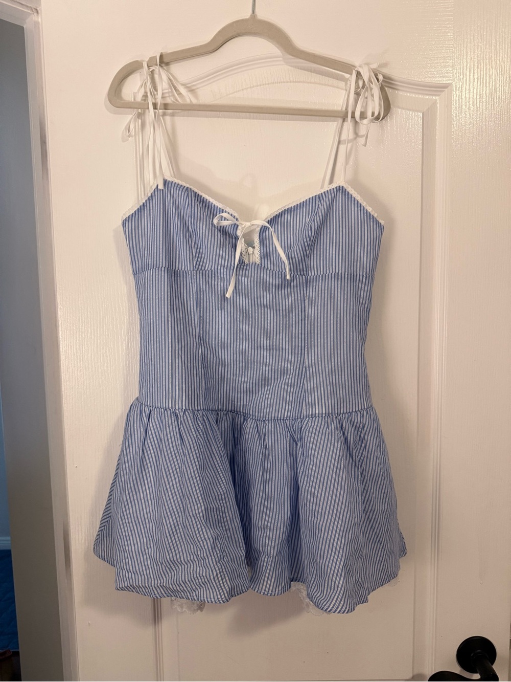 Stella Laguna Beach Blue & White Striped Tie-Shoulder Dress